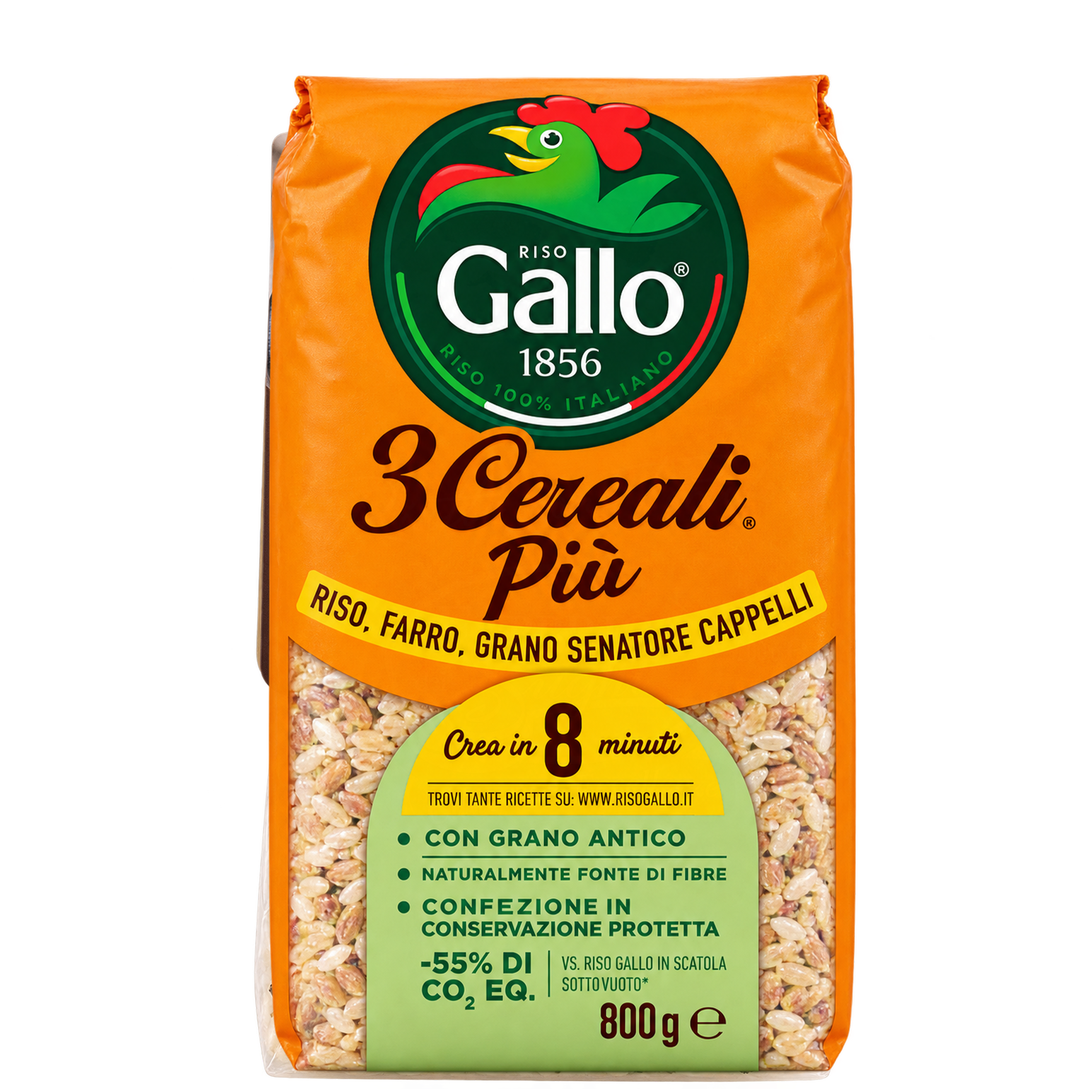 3 Cereali- Riso, Farro, Grano Senatore Cappelli Gallo 800g 3 Cereali: Riso, Farro, Grano Senatore Cappelli Gallo 800g - obrazek 1